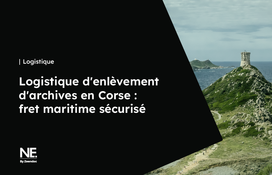 Détails sur la prestation logistique d'enlèvement, de transport maritime/routier sécurisé et de transfert d'archives physiques depuis la Corse vers les centres de traitement.